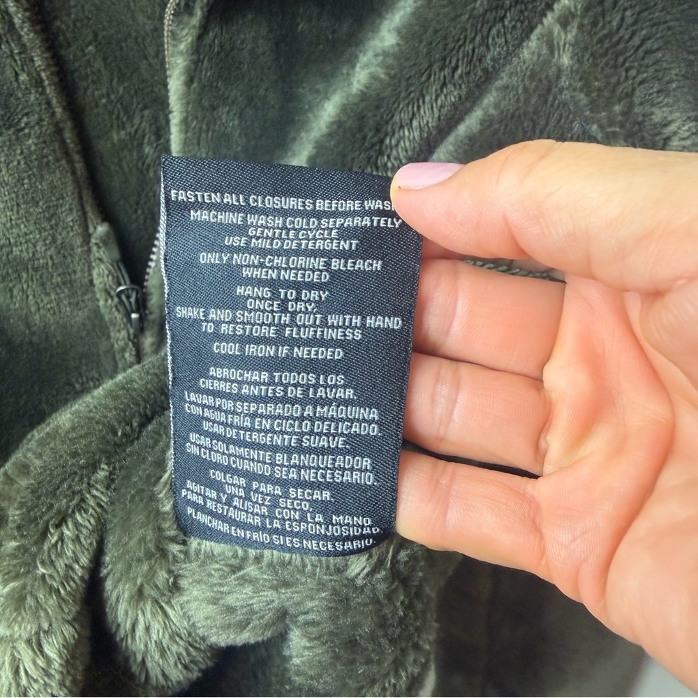 32 DEGREE HEAT Plush Faux Fur Fleece Dark Olive Green Jacket size Small - Picture 5 of 5